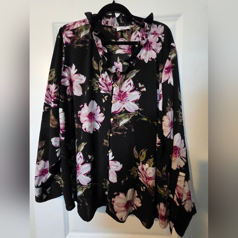 Calvin Klein Women’s Blouse Top Size 3X – Floral Print